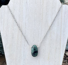 EMERALD PENDANT NECKLACE, Choice, 16-18" Silver Chain, Brazil Natural Stone, Banded Gemstone Crystal