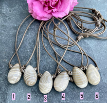 POLISH FLINT PENDANT Necklace, Choice, Brown Leather Cord, Poland Banded Natural Stone, Gemstone Crystal, Adjustable 14"-22"