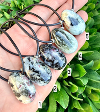 SWEDISH EUDIALYTE Pendant Necklace, Choice, Leather Cord, Sweden Natural Stone, Gemstone Crystal