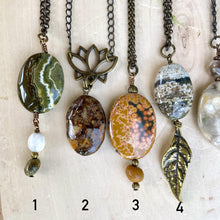 OCEAN JASPER NECKLACE, Choice, Pendant, 20", Antiqued Brass & Copper Chains, Gemstone Crystal Natural Stone