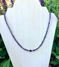 IOLITE & GARNET NECKLACE 18" Water Sapphire Crystal, 4mm Natural Stone Gemstone, Silver