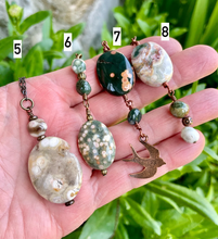 OCEAN JASPER NECKLACE, Choice, Pendant, 20", Antiqued Brass & Copper Chains, Gemstone Crystal Natural Stone