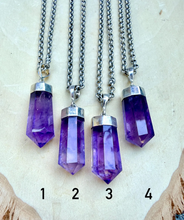 AMETHYST PENDANT NECKLACE with Sterling Silver Caps, 18" Chain, Natural Stone Gemstone Crystal