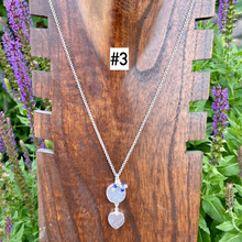 AMETHYST DRUZY NECKLACE, Choice, Silver, Pendant, Gemstone, Heart, Celtic Knot, Blue-Grays, with Lapis Lazuli, Labradorite, Amazonite