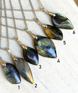 LABRADORITE PENDANT NECKLACE, Choice, 18" Silver Chain, Natural Flashy Stone, Gemstone Crystal