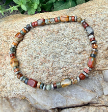 RED CREEK JASPER Bracelet with Silver, Natural Stone Gemstone, Crystal Stretch Bracelet, Unisex