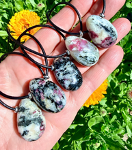 SWEDISH EUDIALYTE Pendant Necklace, Choice, Leather Cord, Sweden Natural Stone, Gemstone Crystal