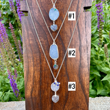 AMETHYST DRUZY NECKLACE, Choice, Silver, Pendant, Gemstone, Heart, Celtic Knot, Blue-Grays, with Lapis Lazuli, Labradorite, Amazonite