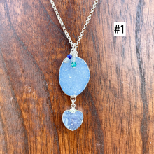 AMETHYST DRUZY NECKLACE, Choice, Silver, Pendant, Gemstone, Heart, Celtic Knot, Blue-Grays, with Lapis Lazuli, Labradorite, Amazonite