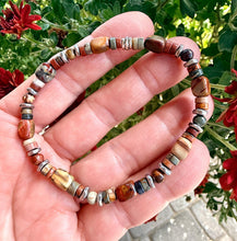 RED CREEK JASPER Bracelet with Silver, Natural Stone Gemstone, Crystal Stretch Bracelet, Unisex