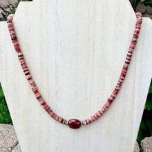 NORWEGIAN THULITE NECKLACE, 20", Natural Norway Pink Stone Heishi Gemstone Jewelry