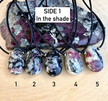 SWEDISH EUDIALYTE Pendant Necklace, Choice, Leather Cord, Sweden Natural Stone, Gemstone Crystal
