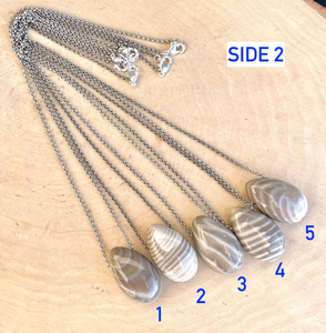 POLISH FLINT PENDANT Necklace, Choice, 18" Silver Chain, Poland Banded Natural Stone, Gemstone Crystal