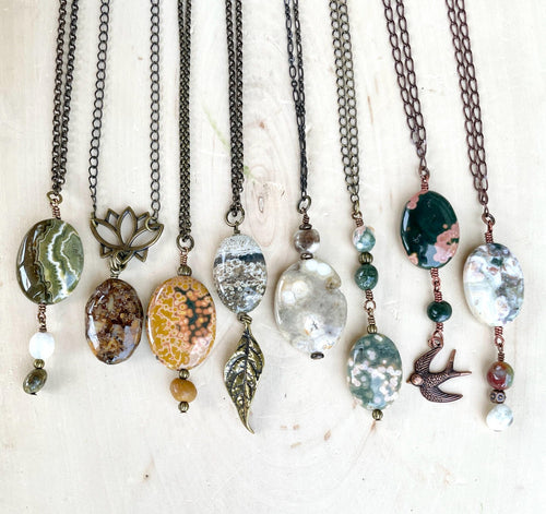 OCEAN JASPER NECKLACE, Choice, Pendant, 20