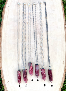 THULITE PENDANT NECKLACE, Norwegian, Sterling Silver Chain Choice, 16" - 18", Norway Natural Stone Gemstone Crystal