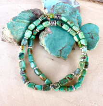 TURQUOISE SILVER BRACELET Green, Stretch, Minimalist, Beaded, Genuine, Crystal Natural Stone Gemstone, Small Bead