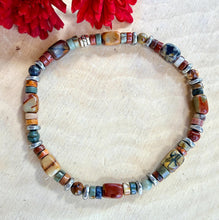 RED CREEK JASPER Bracelet with Silver, Natural Stone Gemstone, Crystal Stretch Bracelet, Unisex