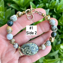 OCEAN JASPER BRACELET with Antiqued Brass, Choice, Adjustable Clasp 7"-8", Beaded Natural Stone Gemstone Crystal
