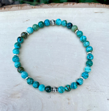 CHRYSOCOLLA BRACELET, AAA Arizona Gemstone, Stretch, Blue Green, Turquoise Colored Natural Stone Gemstone