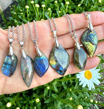 LABRADORITE PENDANT NECKLACE, Choice, 18" Silver Chain, Natural Flashy Stone, Gemstone Crystal