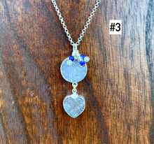 AMETHYST DRUZY NECKLACE, Choice, Silver, Pendant, Gemstone, Heart, Celtic Knot, Blue-Grays, with Lapis Lazuli, Labradorite, Amazonite