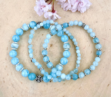 AQUAMARINE BRACELET, Choice, Stretch, Beaded, March birthstone, Genuine Gemstone Crystal, 4-8mm bead sizes