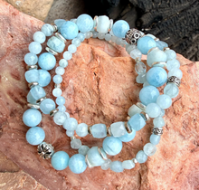 AQUAMARINE BRACELET, Choice, Stretch, Beaded, March birthstone, Genuine Gemstone Crystal, 4-8mm bead sizes