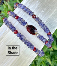 IOLITE & GARNET NECKLACE 18" Water Sapphire Crystal, 4mm Natural Stone Gemstone, Silver