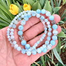 AQUAMARINE BRACELET, Choice, Stretch, Beaded, March birthstone, Genuine Gemstone Crystal, 4-8mm bead sizes