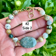 OCEAN JASPER BRACELET with Antiqued Brass, Choice, Adjustable Clasp 7"-8", Beaded Natural Stone Gemstone Crystal