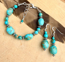 KINGMAN TURQUOISE BRACELET Clasp, Adjustable, Blue Green, Beaded, Natural Stone Gemstone
