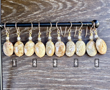 FOSSILIZED CORAL EARRINGS, Choice, Dangle, 14K Gold Filled Wires, Clear Quartz, Agatized Coral, Genuine Natural Stone Gemstone