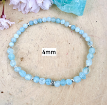 AQUAMARINE BRACELET, Choice, Stretch, Beaded, March birthstone, Genuine Gemstone Crystal, 4-8mm bead sizes