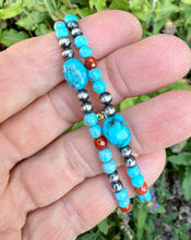 KINGMAN TURQUOISE BRACELET Blue, Sterling Silver Pearls & Clasp, Minimalist, Beaded, Genuine, Crystal Natural Stone Gemstone, Small Bead