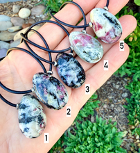 SWEDISH EUDIALYTE Pendant Necklace, Choice, Leather Cord, Sweden Natural Stone, Gemstone Crystal