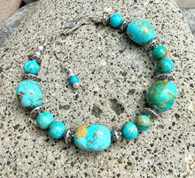 KINGMAN TURQUOISE BRACELET Clasp, Adjustable, Blue Green, Beaded, Natural Stone Gemstone