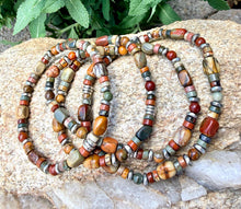 RED CREEK JASPER Bracelet with Silver, Natural Stone Gemstone, Crystal Stretch Bracelet, Unisex