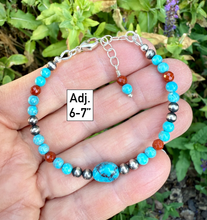 KINGMAN TURQUOISE BRACELET Blue, Sterling Silver Pearls & Clasp, Minimalist, Beaded, Genuine, Crystal Natural Stone Gemstone, Small Bead