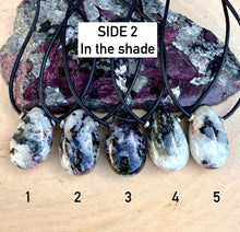 SWEDISH EUDIALYTE Pendant Necklace, Choice, Leather Cord, Sweden Natural Stone, Gemstone Crystal