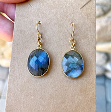 FACETED LABRADORITE Dangle Earrings, with Gold, Flashy Gemstone Stone Crystal Earring Set