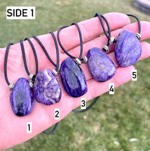 RUSSIAN CHAROITE PENDANT Necklace, Choice, Adjustable Cotton Black Cord 14-22", Natural Stone, Purple Crystal Gemstone
