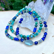 CHRYSOCOLLA BRACELET, AAA Arizona Gemstone, Stretch, Blue Green, Turquoise Colored Natural Stone Gemstone