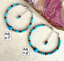 KINGMAN TURQUOISE BRACELET Blue, Sterling Silver Pearls & Clasp, Minimalist, Beaded, Genuine, Crystal Natural Stone Gemstone, Small Bead