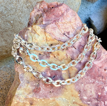 SILVER CHAIN BRACELET Oval Cable Square Plated Chain with Sterling Silver Lobster Clasp & Rings, Various Sizes