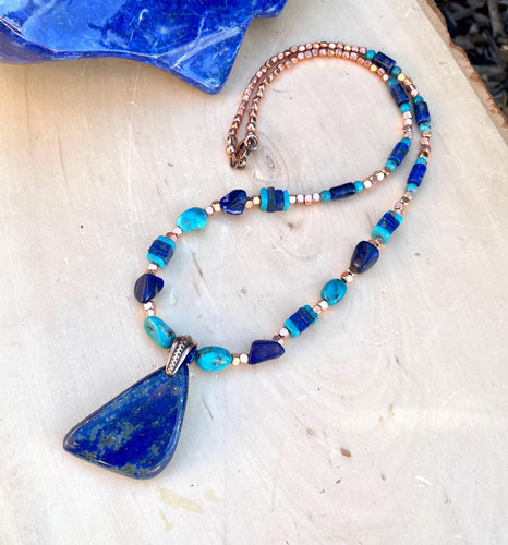 LAPIS LAZULI & Kingman TURQUOISE Necklace, 20