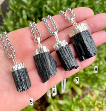 BLACK TOURMALINE PENDANT Necklace, Choice, Silver Chain 16"-20", Natural Stone Chunky Crystal Protection Gemstone