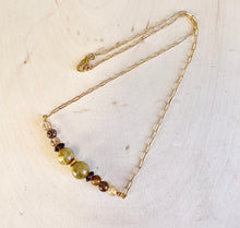 Rutile & Smoky Quartz beaded Necklace, 14K gold filled chain, 15", natural stone crystal, dainty minimalist