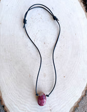 Norwegian Thulite & Lizardite Pendant Necklaces, choice, leather cord, natural Norway stone, gemstone