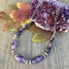 AMETHYST & SILVER NECKLACE, Choice 16" - 24", Beaded Natural Stone Gemstone Crystal