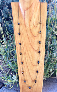 Tiger's Eye and Rustic Brass Long Layering Necklace, natural stone, 36"